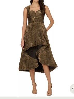 Adrianna Papell Bronze-Textured High-Low Skirt